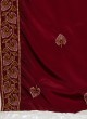 Satin Silk Maroon Safa And Dupatta For Dulha